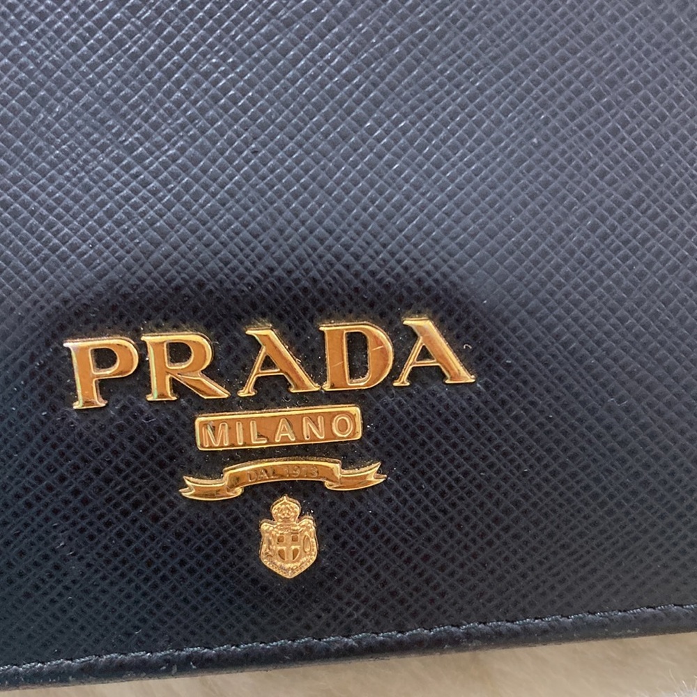 Prada Black Saffiano Leather Wallet with Gold Logo - Picture 6 of 12